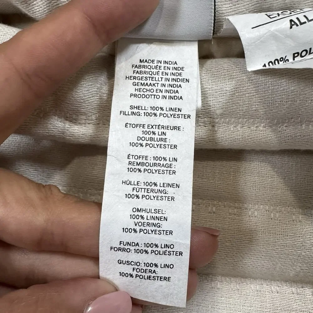 2 RESTORATION HARDWARE CHANNEL STITCHED LINEN QUILTED SHAMS In Sand